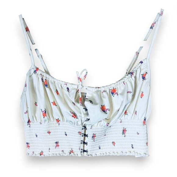 Out From Under Urban Outfitters Floral Smocked Crop Top Crochet Cottagecore S - Picture 1 of 5